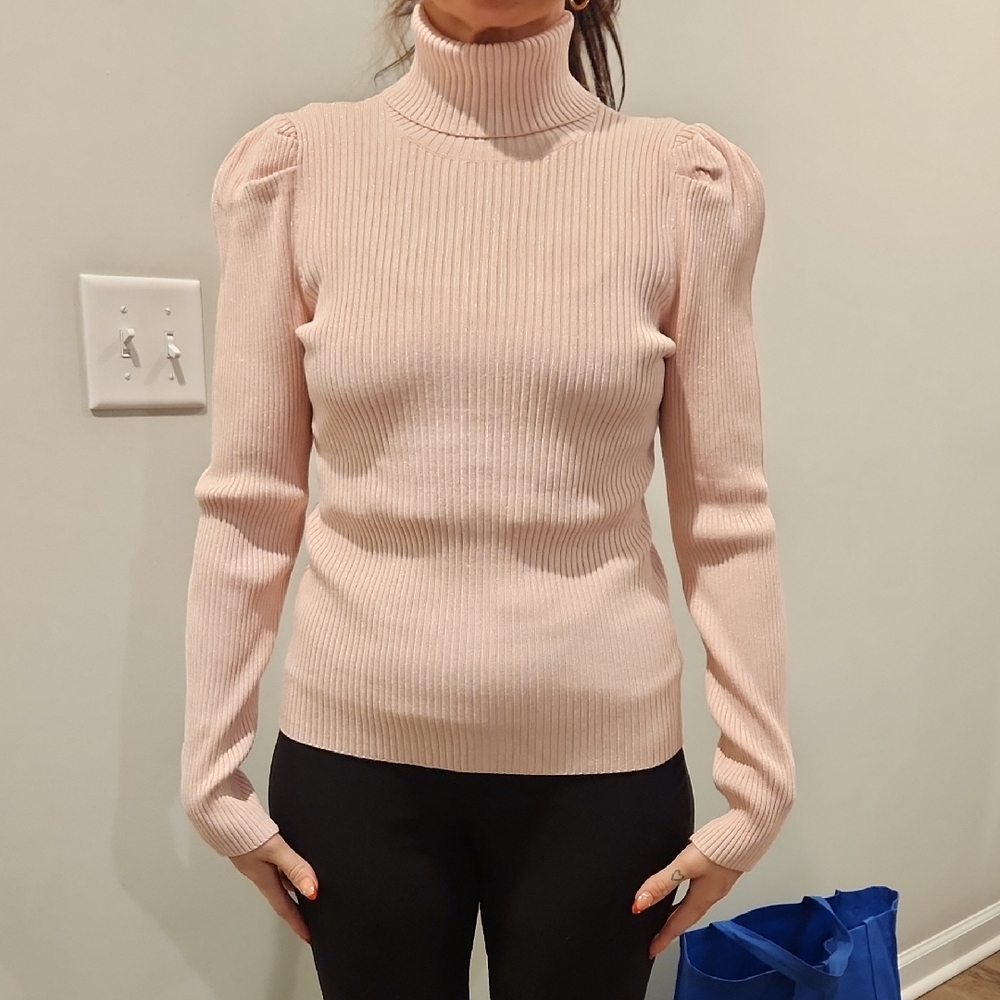 525 America Blush Ribbed Turtleneck Sweater